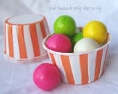 Orange and White Stripe NuT/CANDy/PoRTiON CuPS-Gumballs, Snacks, Nuts, Cupcakes-Birthday Parties-Showers-25ct Il_170x135