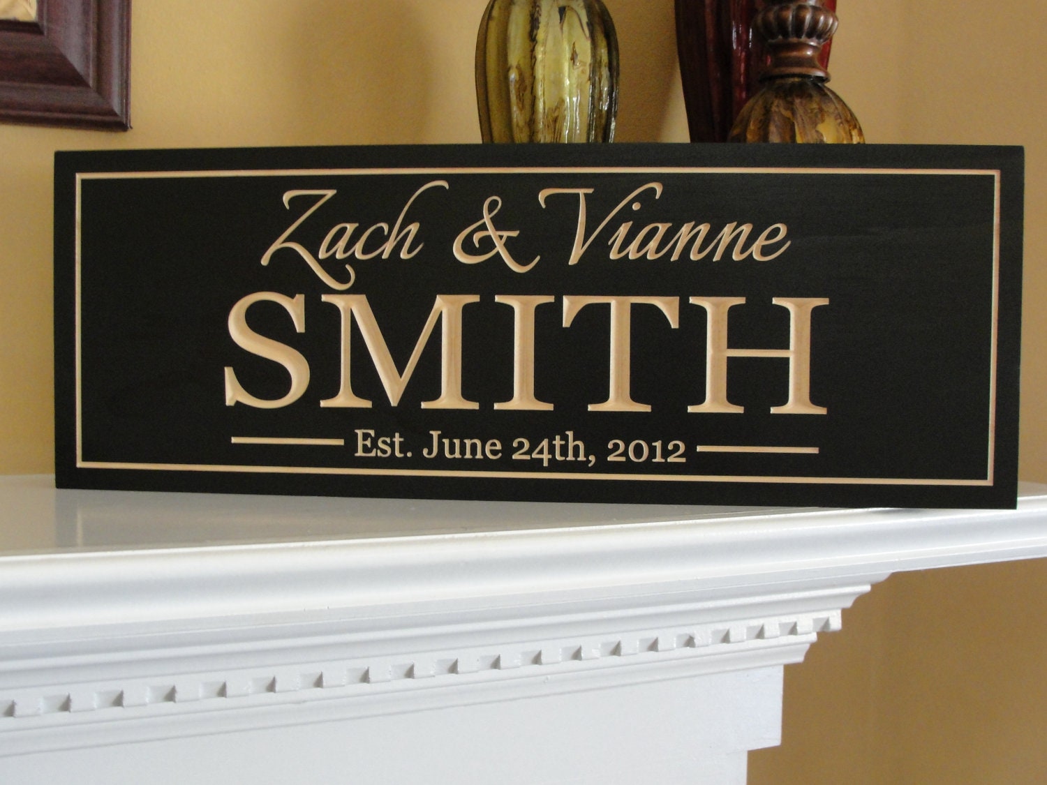 Personalized Family name signs last name signs Bridal shower decor Engraved signs Custom Personalized wedding gift Established family signs