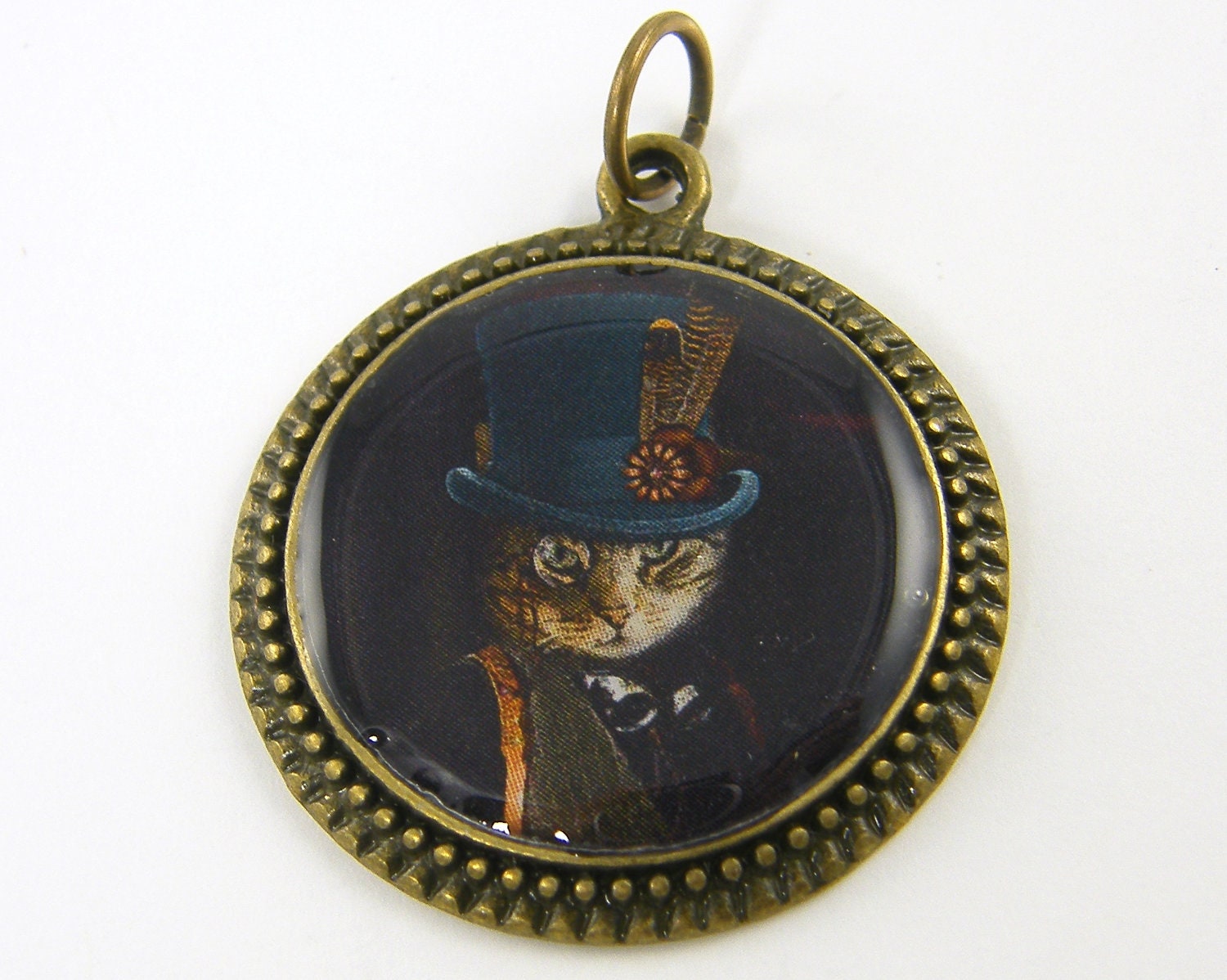Steampunk Cat Pendant Photo Pet Jewelry