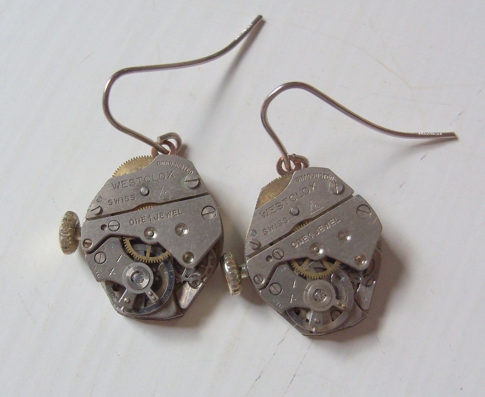 Steampunk Earrings Vintage Watch Parts Earrings Watch Movements