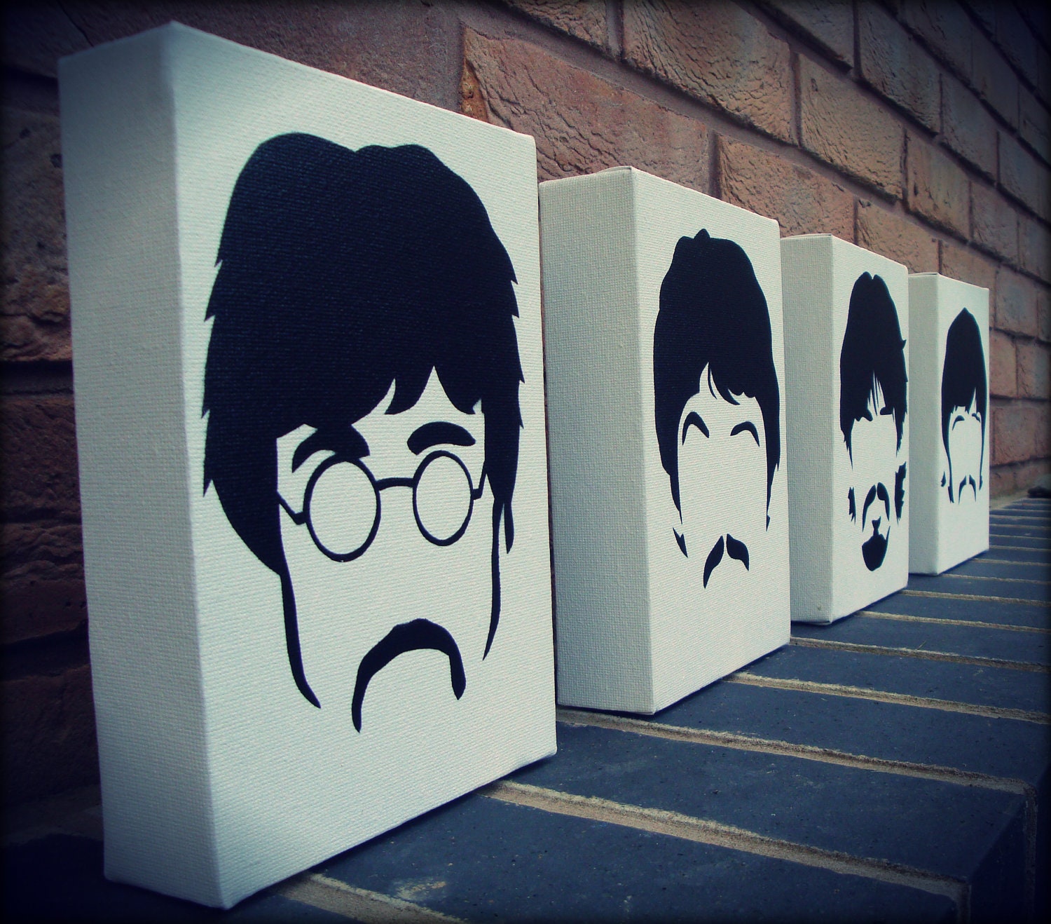 The Beatles - Sgt Peppers Minimal faces Stencil and Spraypaint on Canvas (x4)