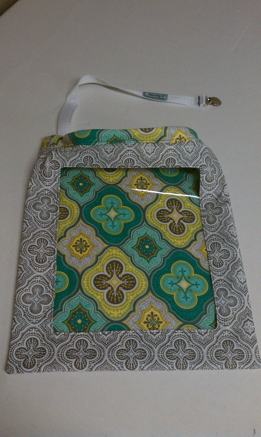 Gray, Teal, Lime Green, and Yellow -Easy Find REVERSIBLE Car Storage Bag