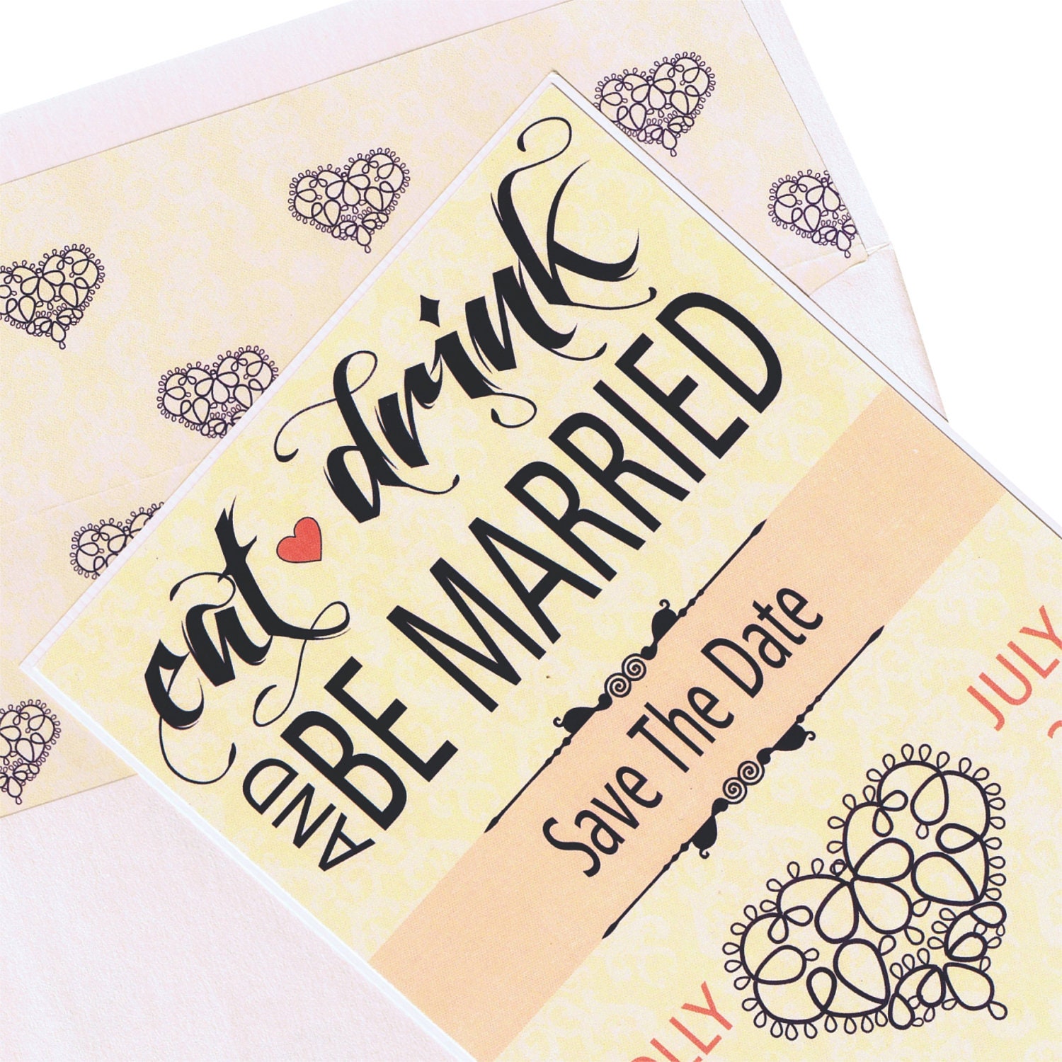 Eat Drink & Be Married Save the Date 5x7 Announcement, Etsy Finds