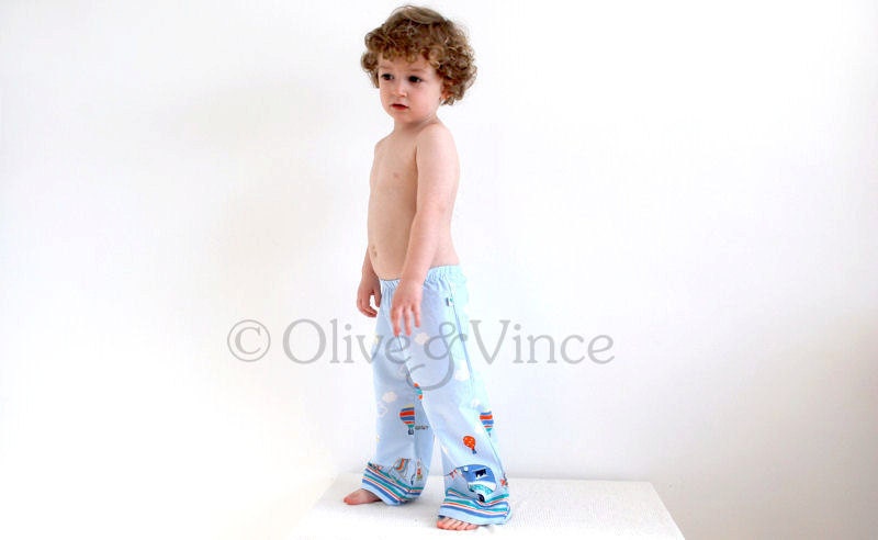 Blue seaside cloud pants cotton spring summer toddler trousers sunshine hot air balloon ice cream lolly beach baby clothing boy girl