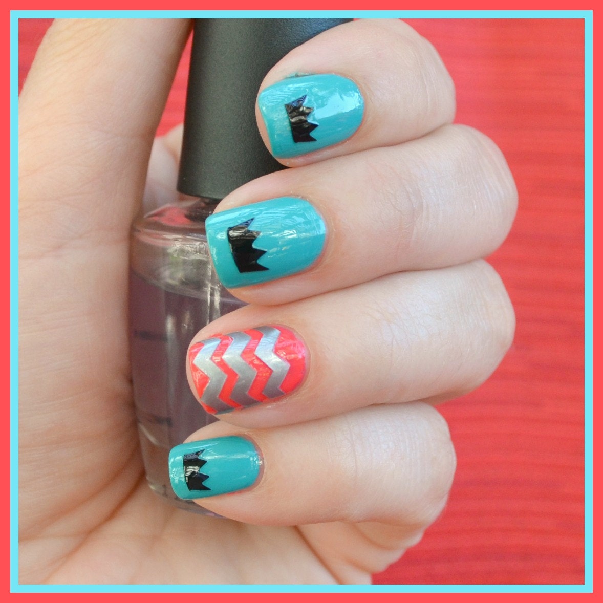 1 Sheet of 24 Princess Crown Nail Decals (You Pick the Color) Now in Neon Colors