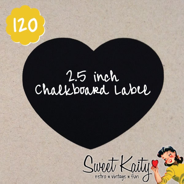 120 Heart Chalkboard Labels with Chalk - 2.5 inch Heart - DIY Mason Jars, Wedding Favors, Party Favors, Organization, Pantry, Storage Il_170x135
