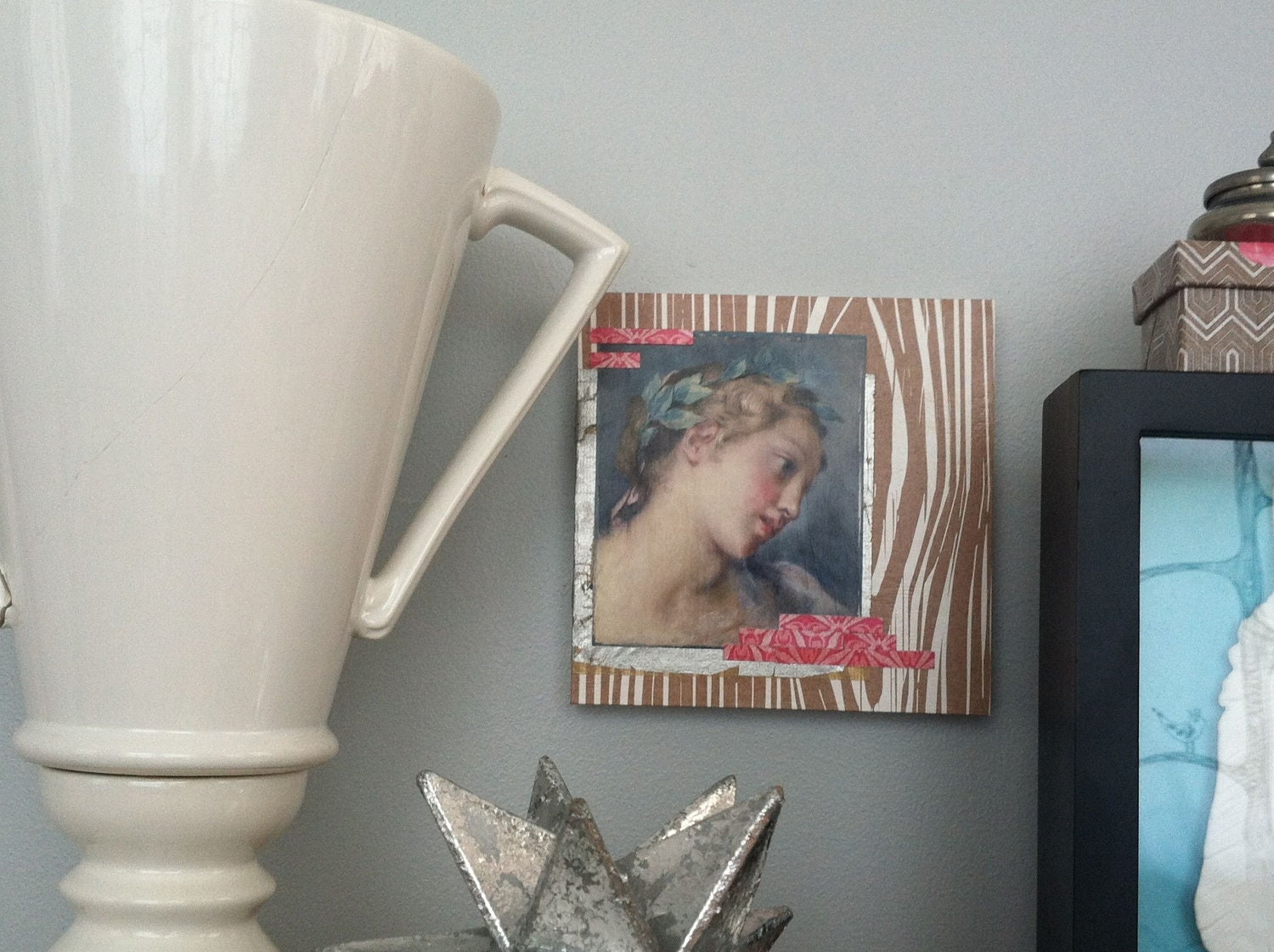 Le Sigh collage on wood block