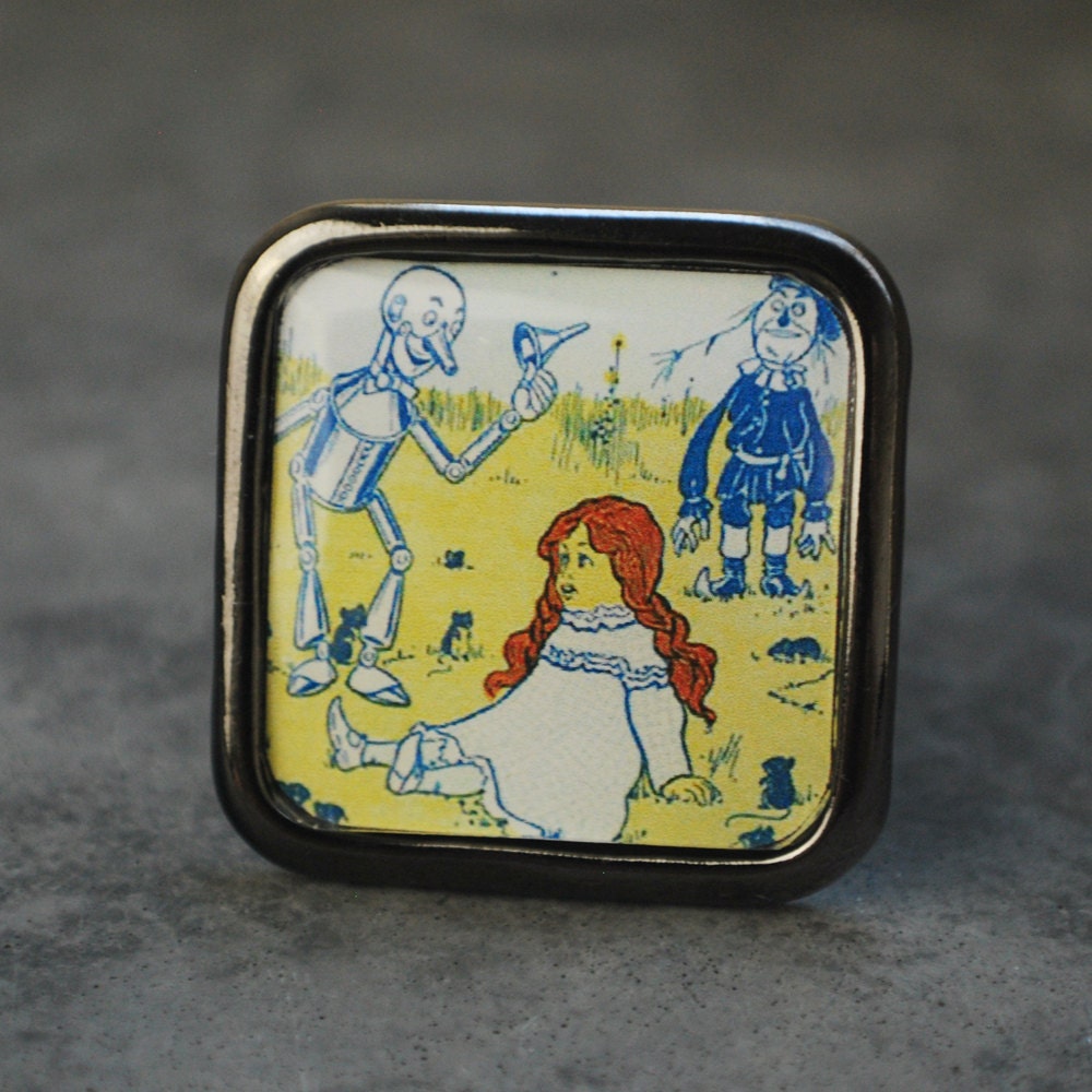 Dorothy, Tinman & Scarecrow from Wizard of Oz  - Gunmetal Plated Adjustable Ring