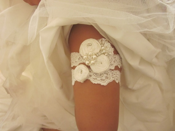Ivory Garter Set / Bridal Garter - Luxury Rosebud Wedding Garter - The Original Simply Chic Garter """Introductory Offer 15% OFF """