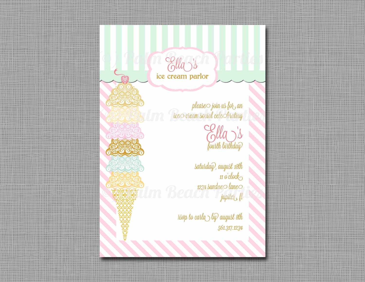 Ice Cream Invitation - PRINTABLE
