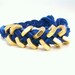 Suede Hex Nut Bracelet with Blue Leather & Gold Hex Nuts