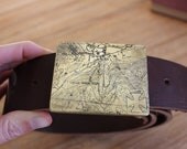 Set of Five Custom Topographic Map Belt Buckles--Groomsmen Gift