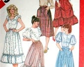 Simplicity Skirt Pattern No 5790 UNCUT 1980s Size 14 Waist 28" Rockabilly Button Front Petticoat Square Dance Ruffle Full Gathered Skirt