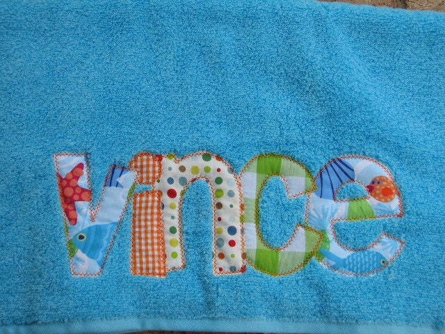 Personalized Applique Beach or Bath Towel