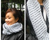 The Audrey Chunky Cowl, Infinity Scarf, Cowl Snood Scarf in Powder Blue handmade in a Wool blend - READY TO SHIP