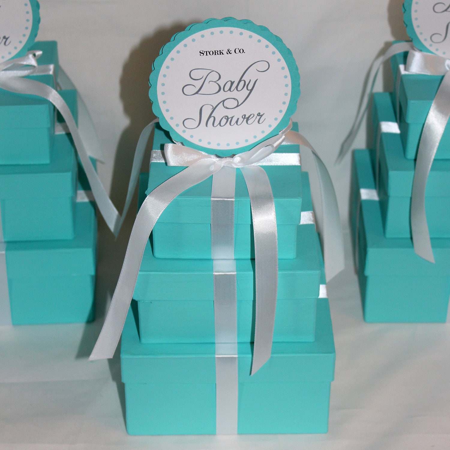 Baby Shower Centerpieces - Tiffany Co. Inspired Box - Tiffany Blue and White