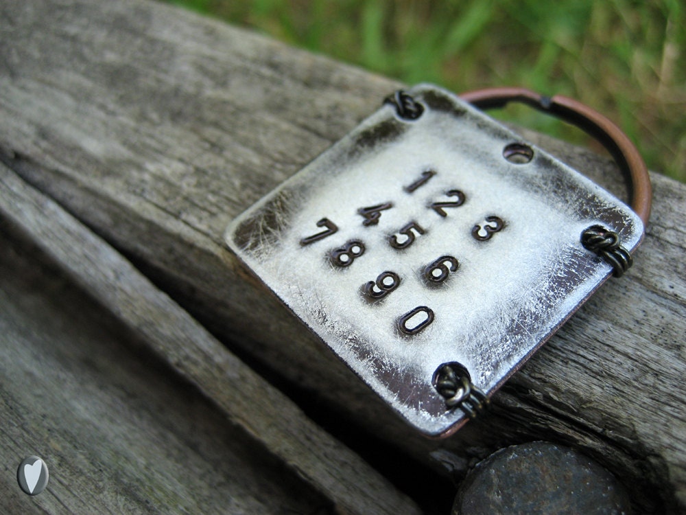 Copper Personalized Pet Id Tag - Hand Stamped - Unique Pet Tag - Wire Wrap - Aluminum Backer