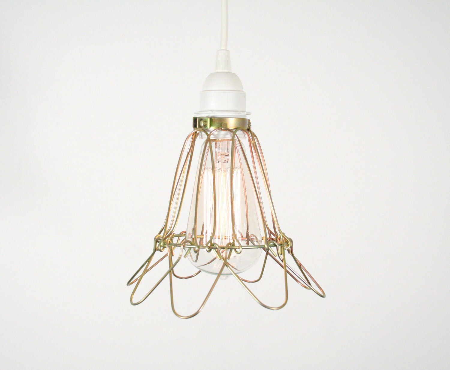 Industrial Cage Hanging Lamp Bronze- Industrial Hanging Lamp, Antique Edison Bulb, Black Cage Lamp, Rustic Lighting