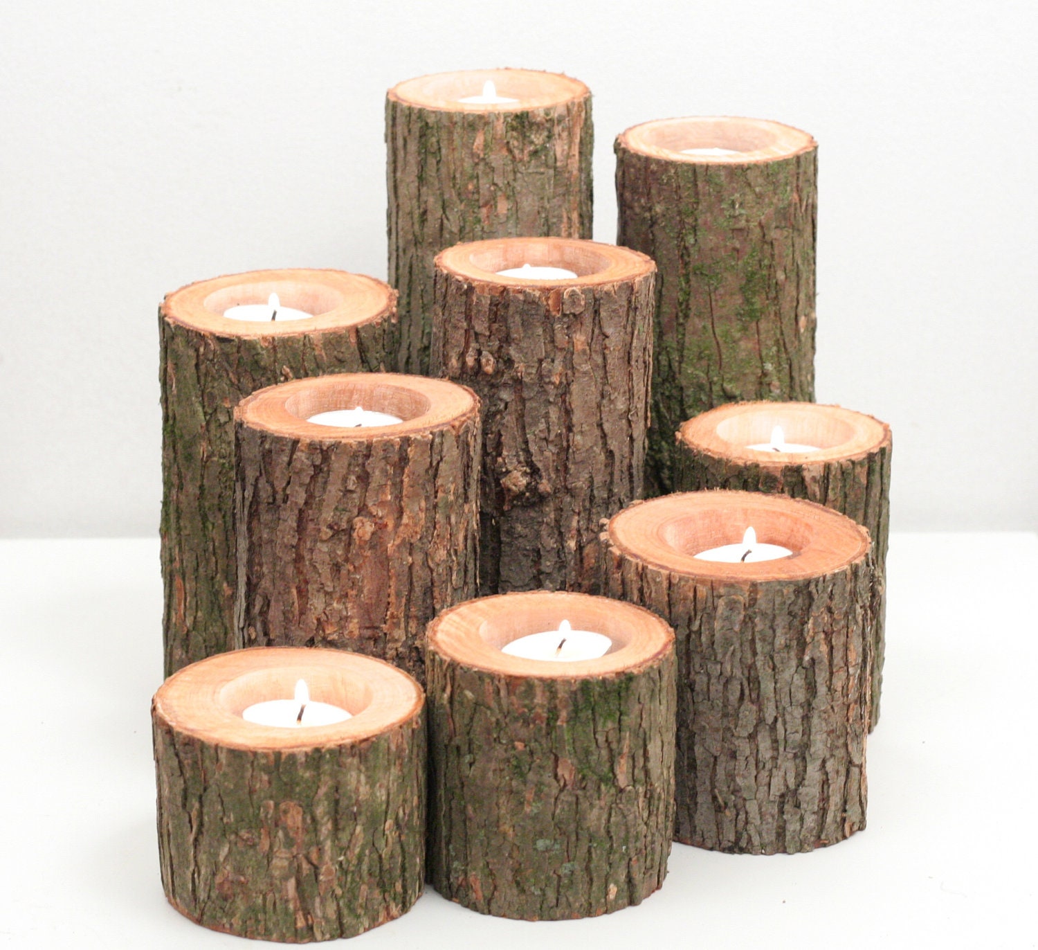 Tree Branch Candle Holders I- Rustic Wood Candle Holders, Tree Slice, Wooden Candle Holders