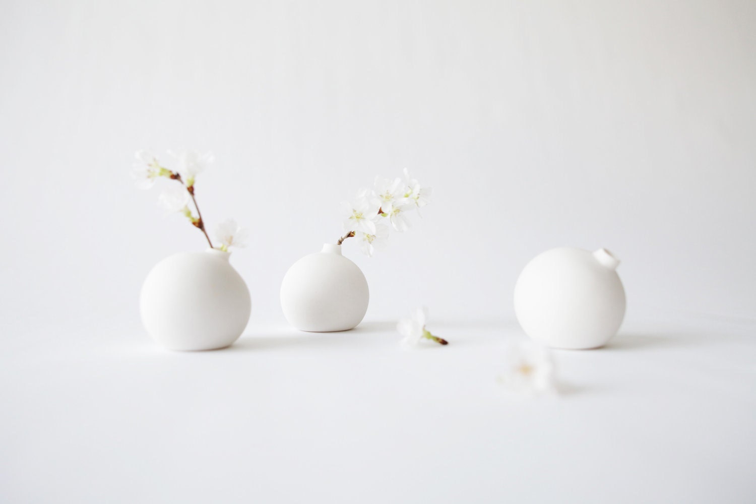 Small porcelain bud vase (set of three)