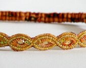 Hair band- hair accessory-with crystals and sequins- 'Orange Eye'- hand beaded