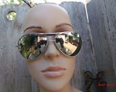Retro Mod Silver Mirror Finish Sunglasses w Wire Frames