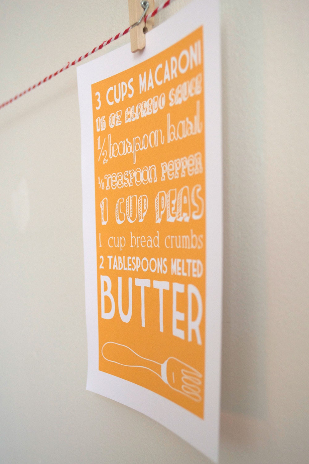 5x7 Kitchen Art Print of Baked Mac & Cheese Recipe with Handlettering
