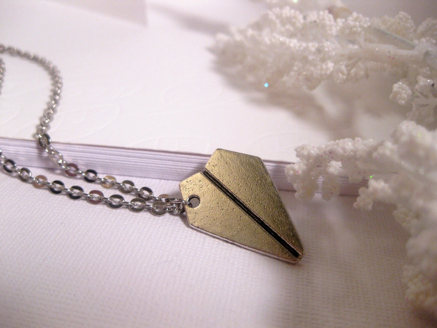 Airplane Necklace Inspired By Harry Styles, One Direction - Paper Airplane - origami