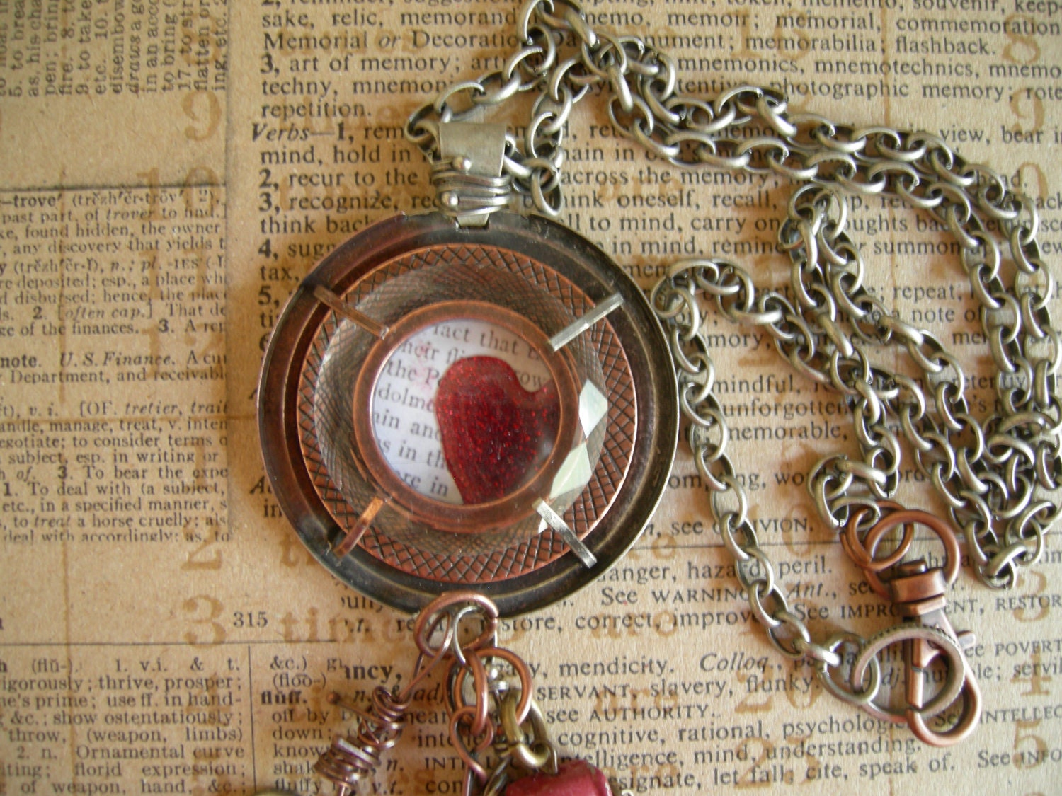 Industrial Chic Mixed Media Altered Art Steampunk Charm Necklace Jewelry