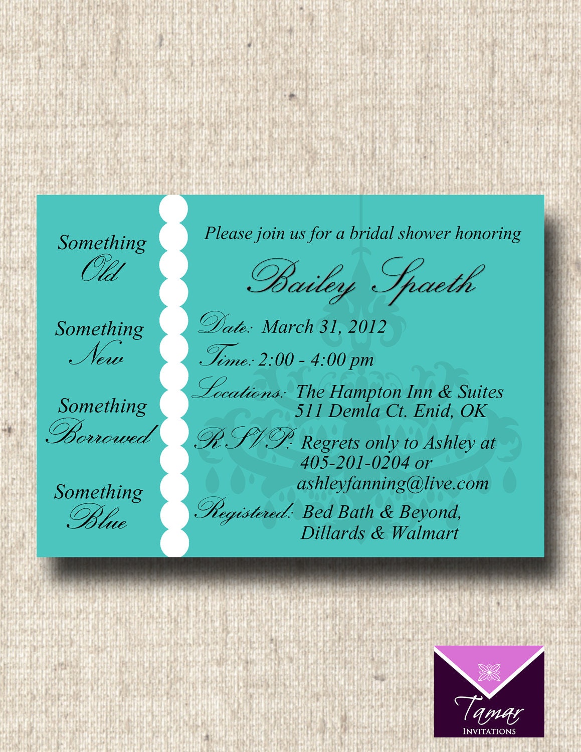 Breakfast at Tiffanys Bridal Shower Invitation Card - Custom DIY Printable