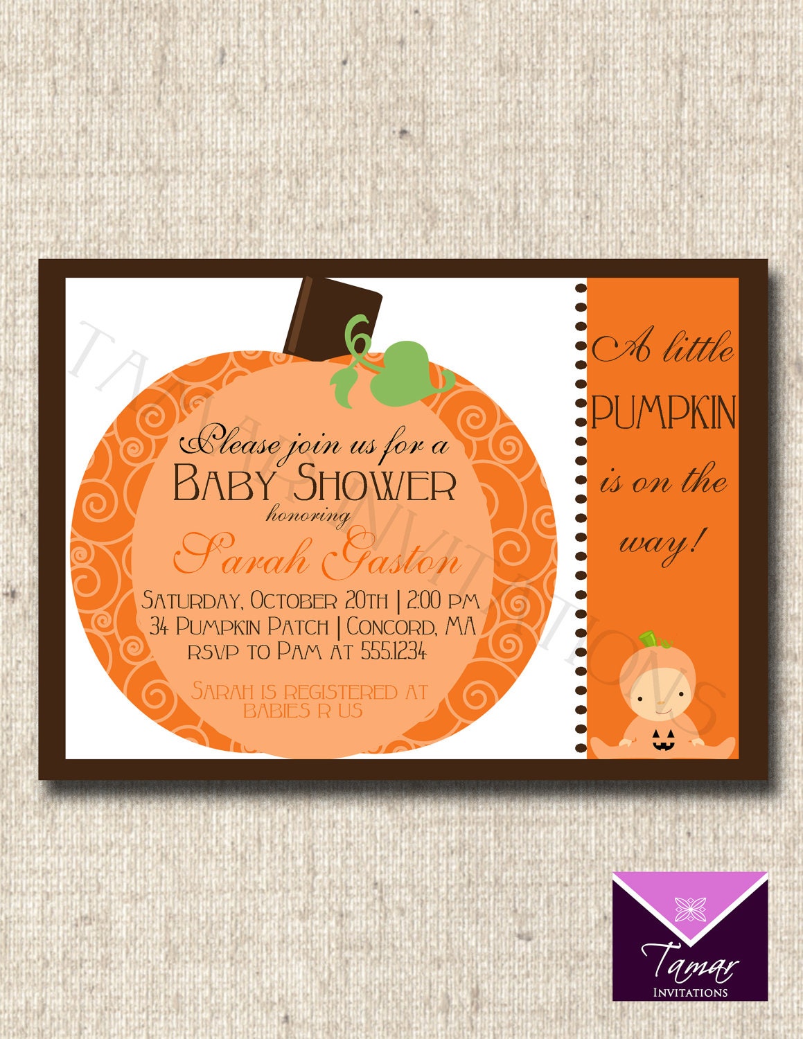 Printable Baby Shower Invitation - Cute Little Pumpin Patch - Great for Fall, Halloween or Pumpkin theme showers Il_170x135