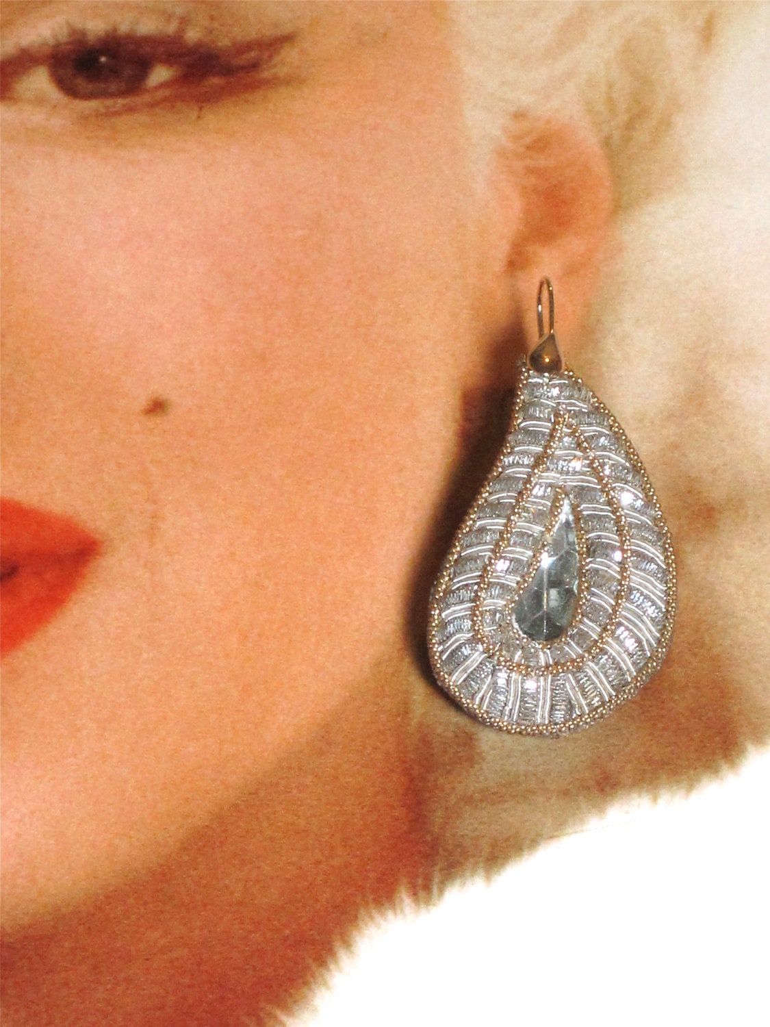 Vintage-Diamonds are a Girl's Best Friend-Bridal- Wearable Art earrings