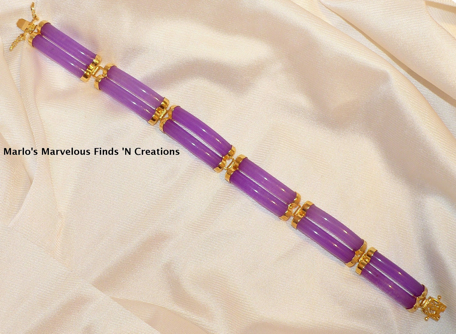 Stylish Purple/Lavender Jade Bracelet - 18KGP Double Row, Longevity / Long Life