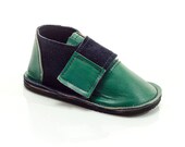 Navy blue and green leather and suede handmade shoes for children and toddlers