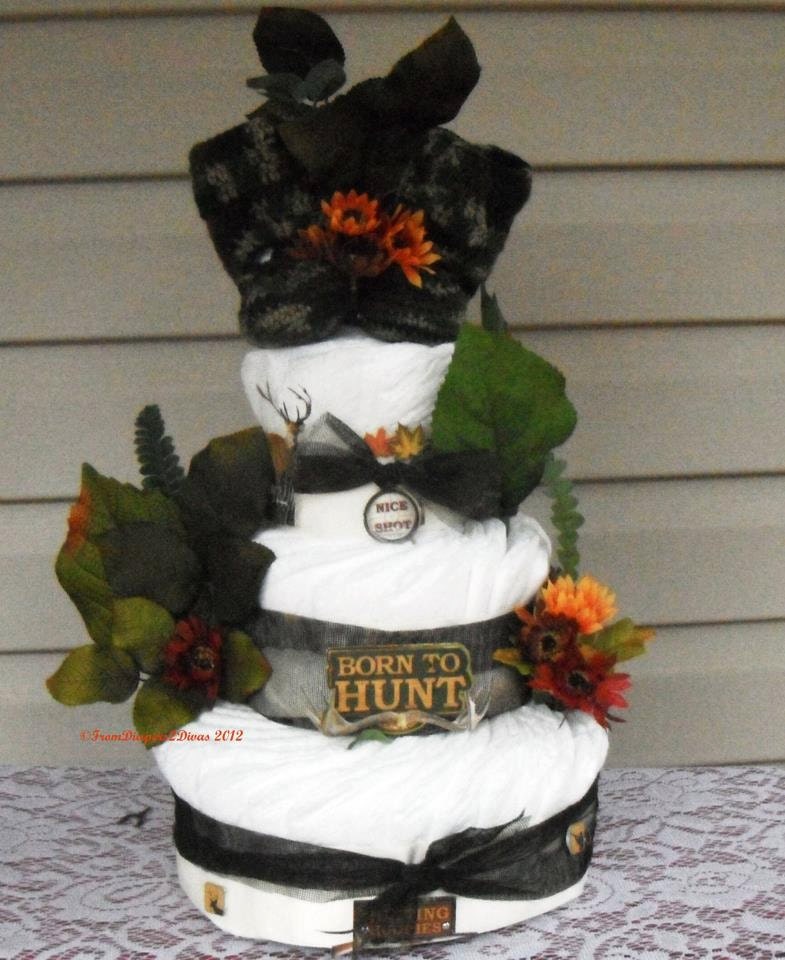 Hunting Diaper Cake   Mossy Oak Diaper Cake Camo Diaper Cake