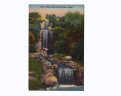 Vintage 1930s/40s linen postcard of waterfalls in State Street Park in Bangor, Maine