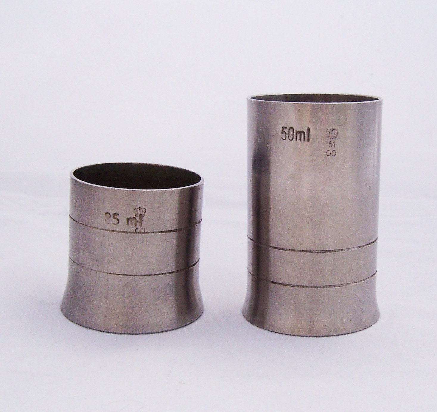 Vintage Unicorn Spirit Measures, Stainless Steel Pub's Spirit Meassures