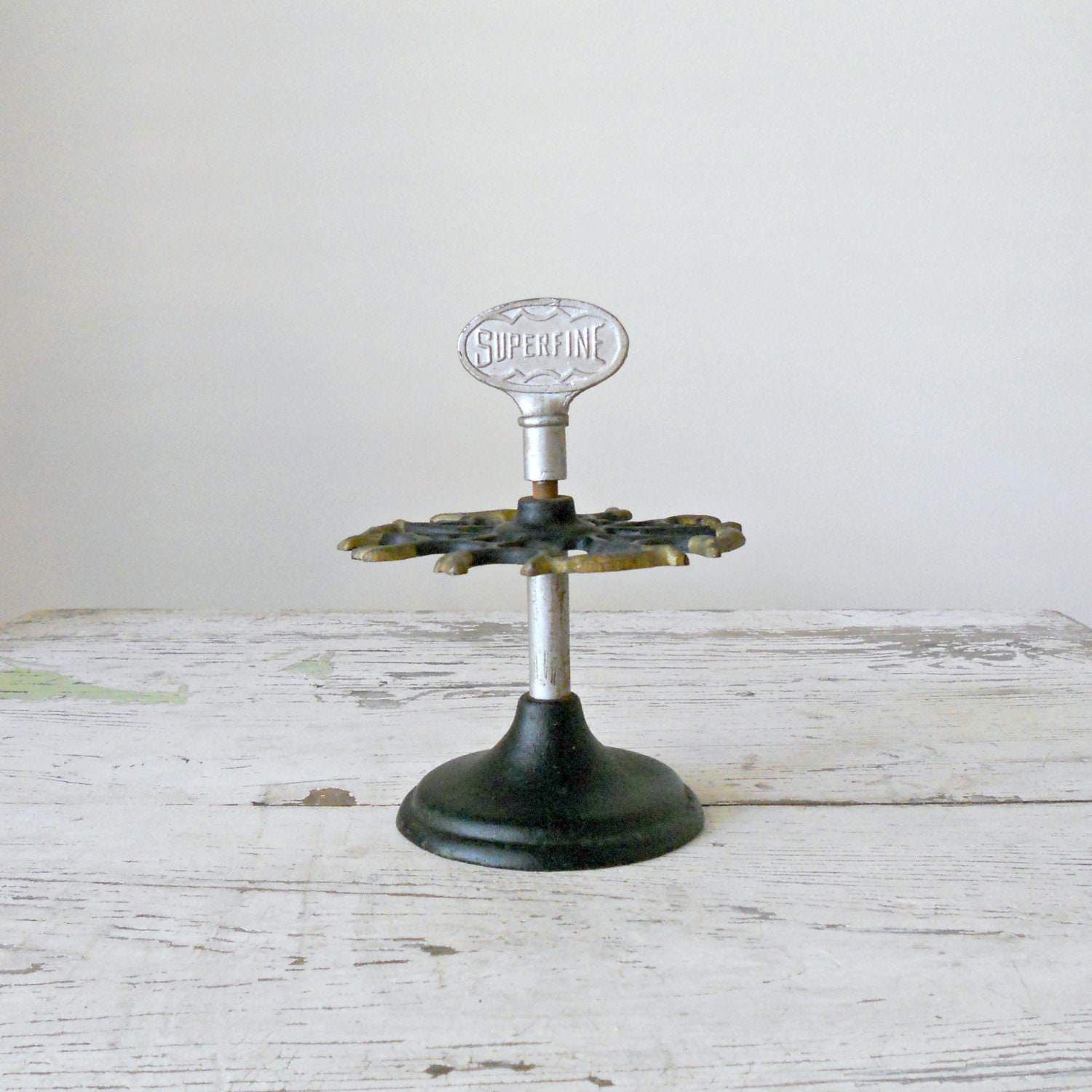 Vintage Superfine Cast Iron Stamp Rack - Revolving, Industrial, 20s