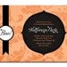 Damask Halloween Invitation Classic Elegant Halloween Costume Party Invitation Orange Black DIY Digital or Printed - Shelling Style