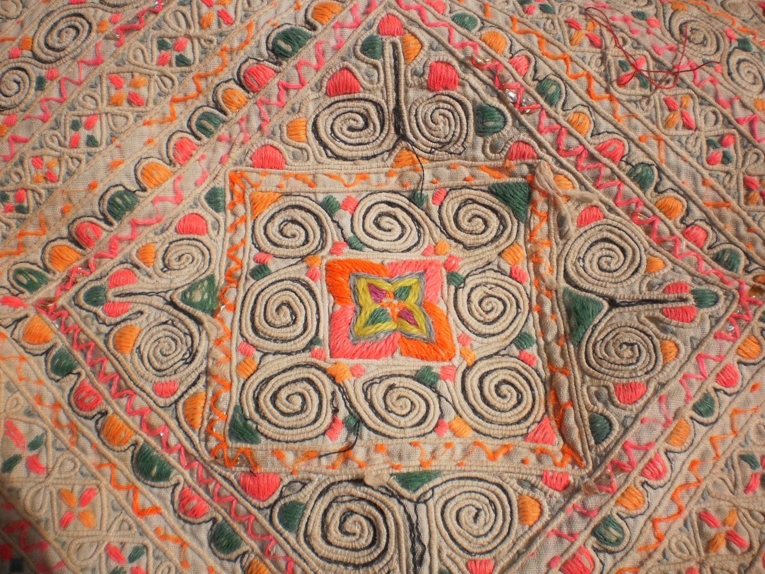 Embroided Tribal Textile Panel By The Hmong Hilltribe People