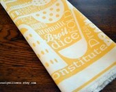 Tea Towel - linen, cotton, canvas, kitchen utensils, yellow, typography - curlywillowco