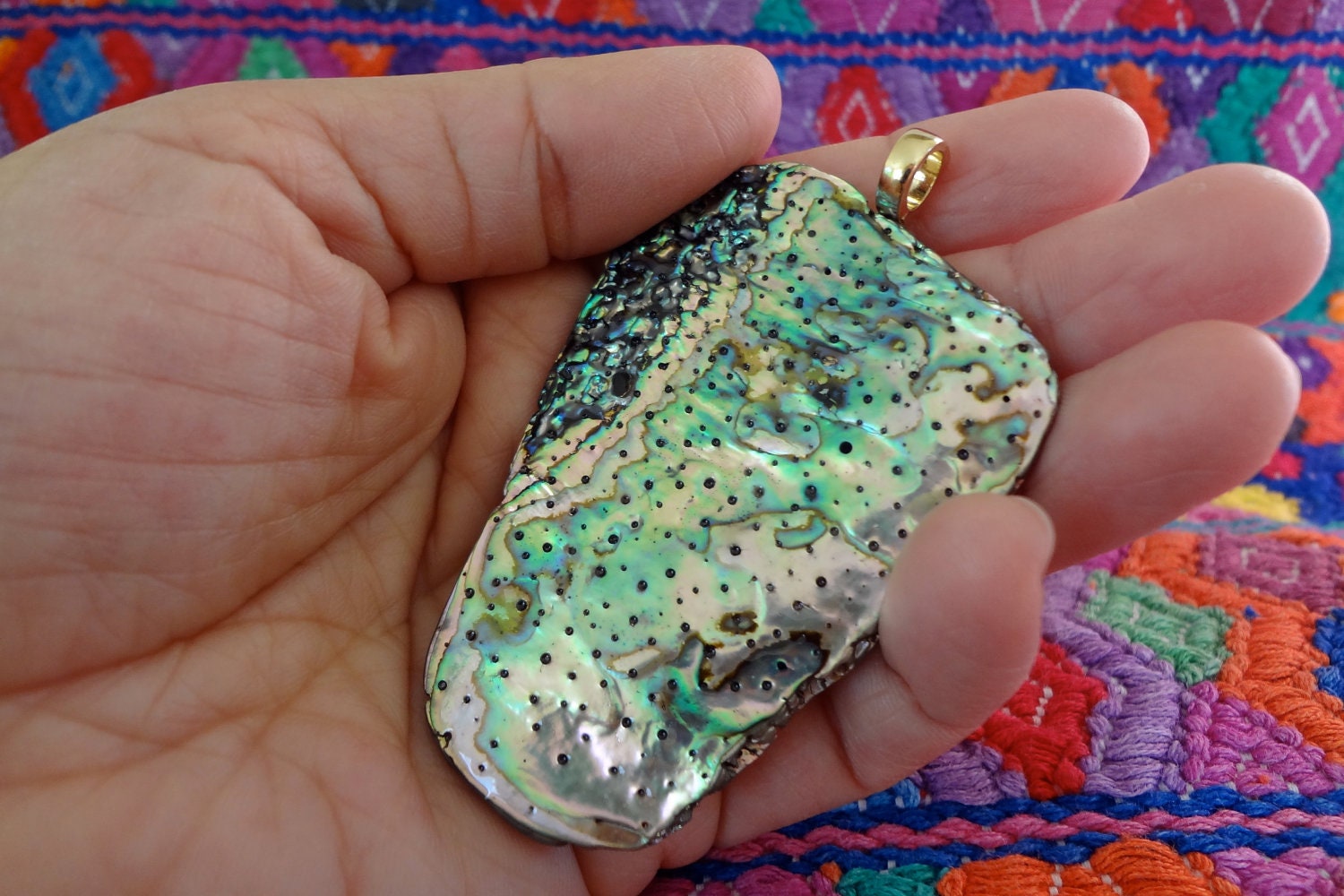Huge Organic Statement Abalone Pendant