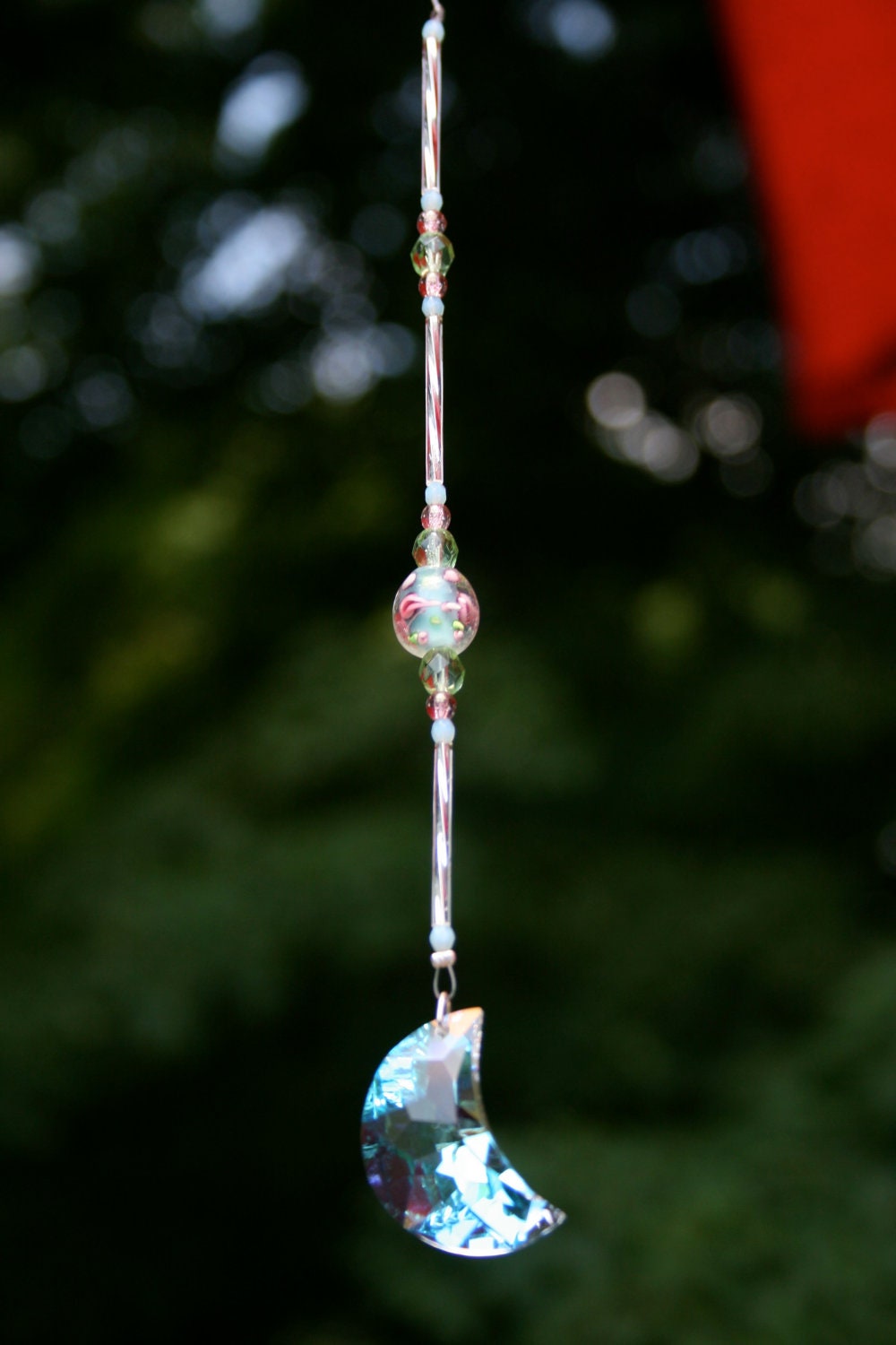 Swarovski Crystal Suncatcher- Small Aurora Borealis Moon