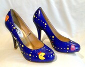 Custom Hand Painted Ms. Pac-Man High Heel Shoes Size 7