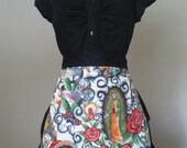 Day of the Dead half apron dia de los muertos