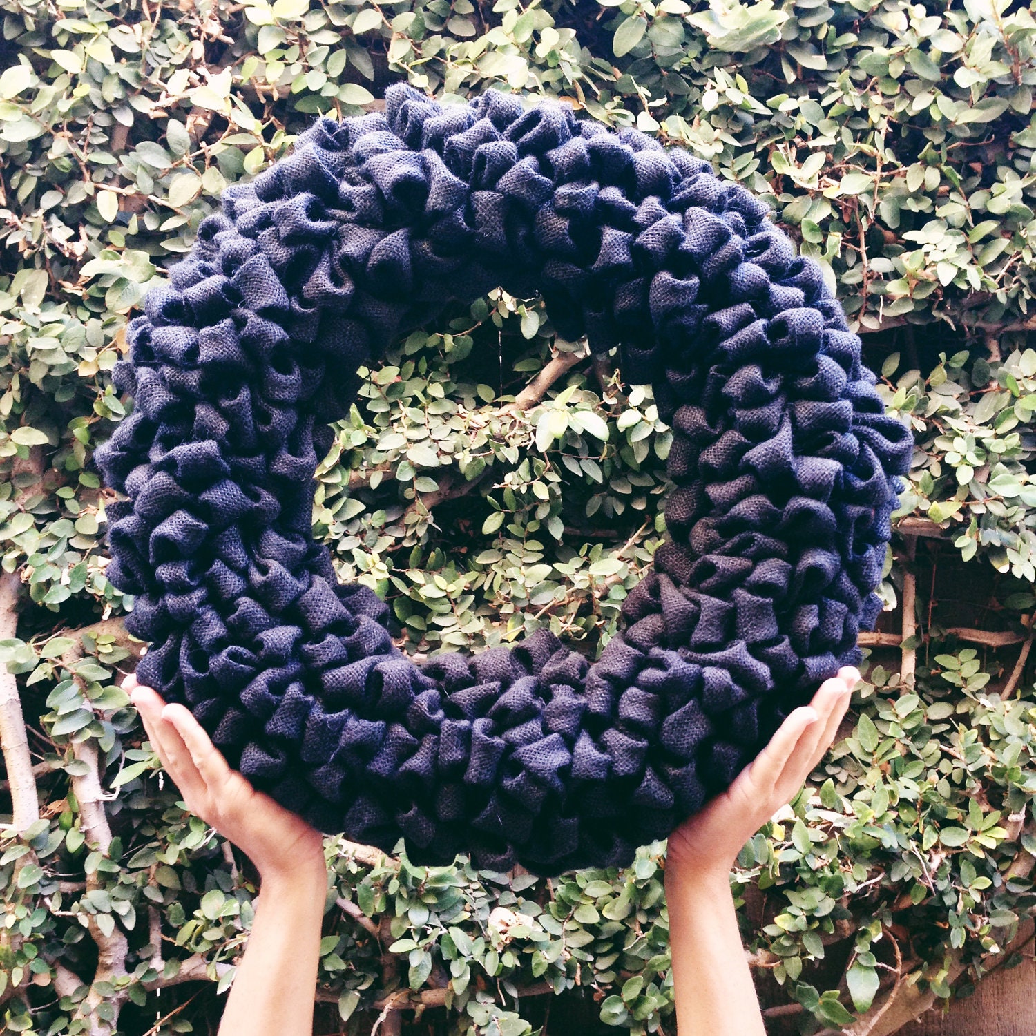 Burlap Wreath- Dark Blue/Black
