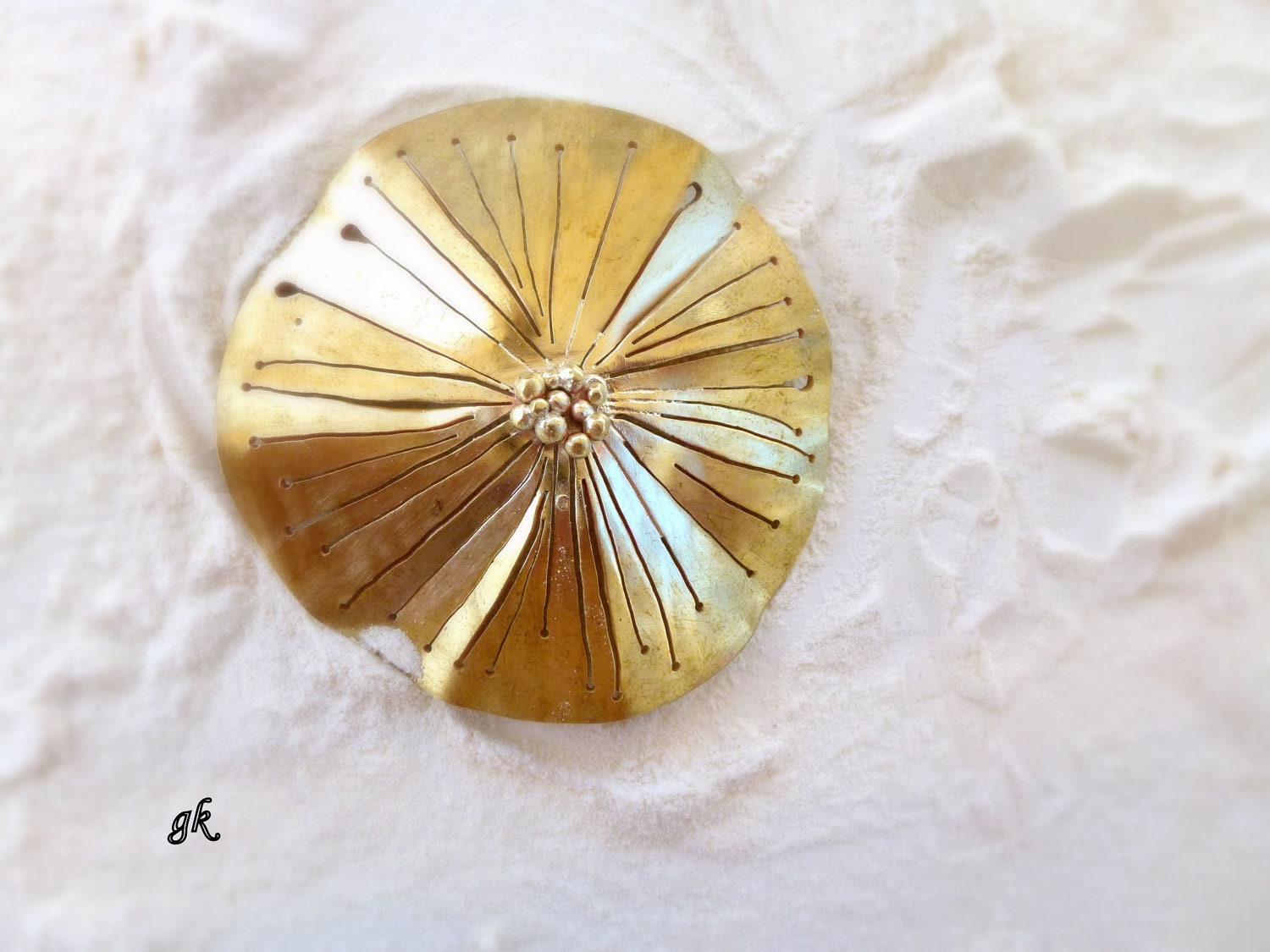 The Gold Sun, Handmade Brass Brooch
