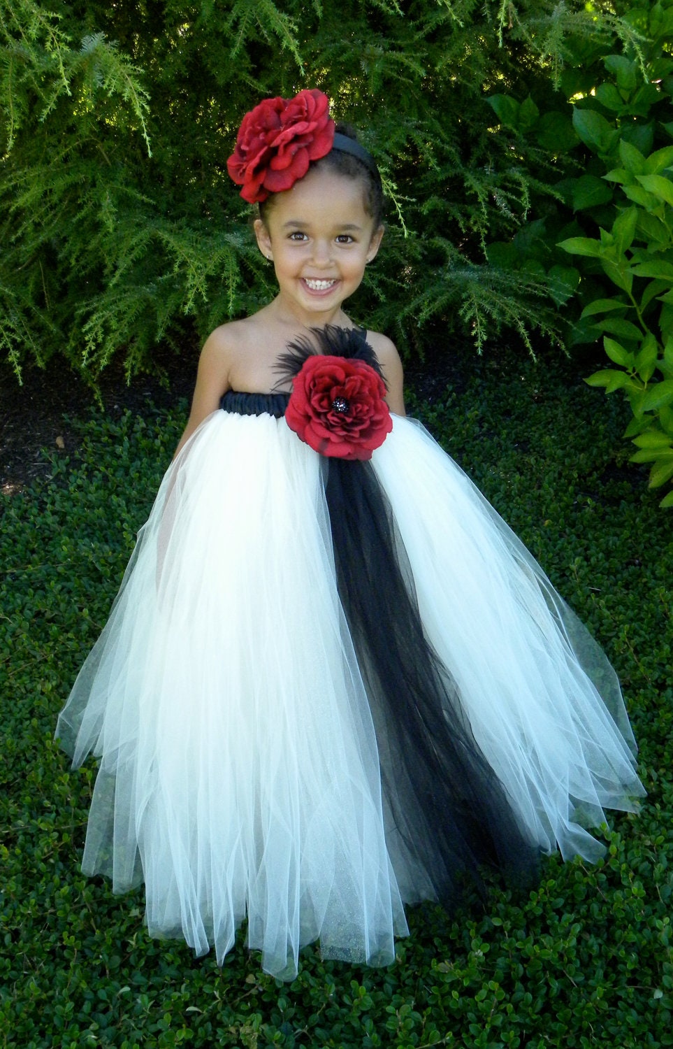 Flower Girl Tutu Dress - Ivory & Black - Evening Elegance - 12 Month - 2 Toddler Girl Il_170x135