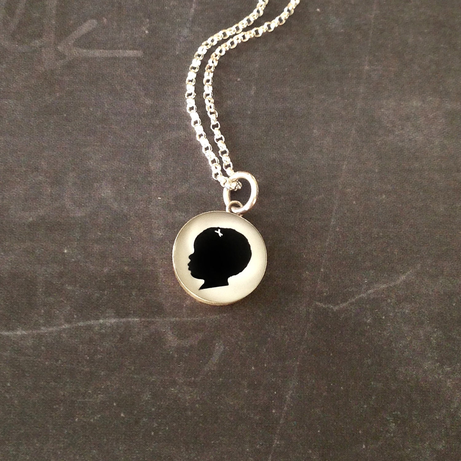 1 Small Sterling Custom Child Silhouette Necklace for Mother or Grandmother