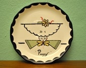 Vintage Decorative 1940s 1950s Plate with Women Head Porcelain Ceramic with Crazing - Retro Rockabilly Home